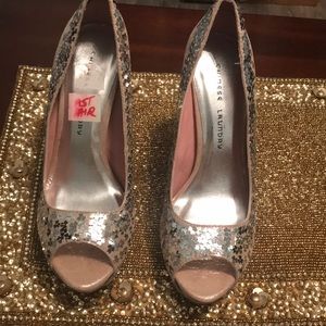 Sparkle nude/dusty Rose and silver sparkle heels